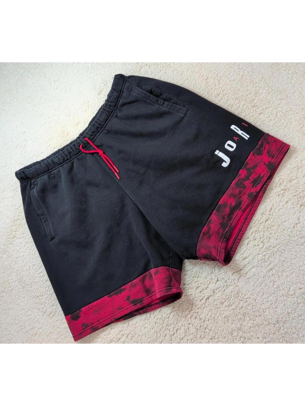 Jordan Sweat Shorts Men’s XL Black Red DD5221-010 Athletic Casual Streetwear - Picture 1 of 11